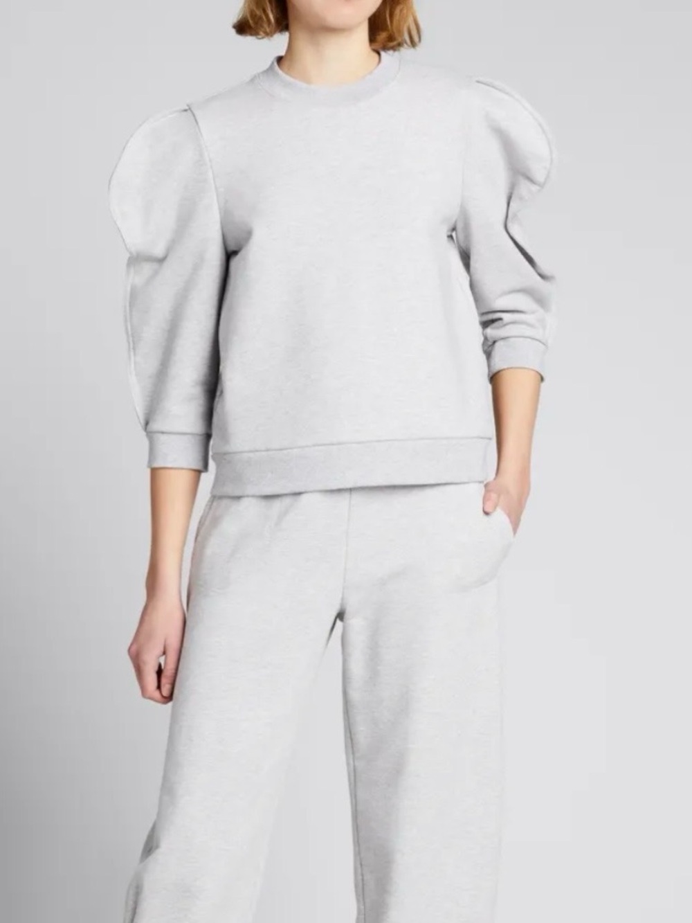 Tibi scallop sleeve cotton sweatshirt